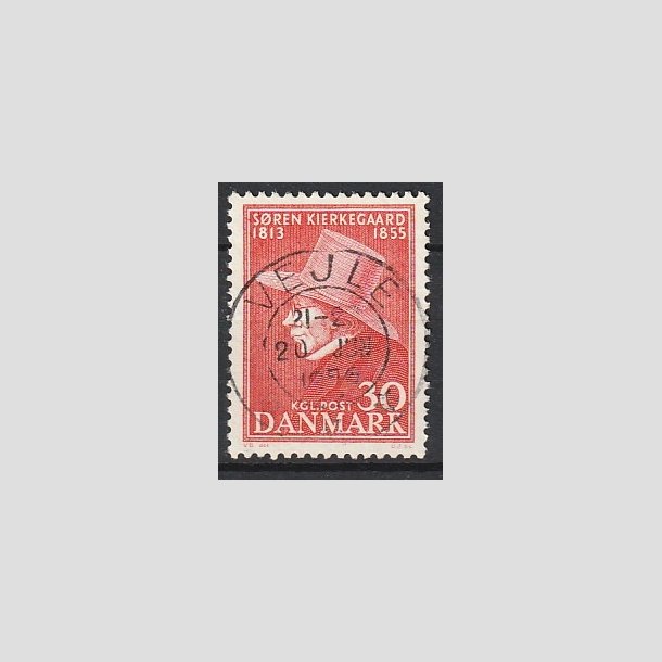 FRIMRKER DANMARK | 1955 - AFA 365 - Sren Kierkeghaard - 30 re rd - Pragt Stemplet Vejle