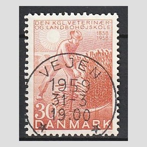 FRIM�RKER DANMARK | 1958 - AFA 372 - Landboh�jskolen 100 �r - 30 �re r�d - Pragt Stemplet Vejen