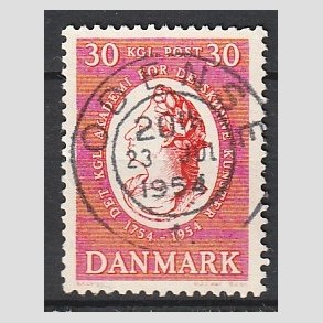 FRIM�RKER DANMARK | 1954 - AFA 357 - Kunstakademiet 200 �r - 30 �re r�d - Pragt Stemplet