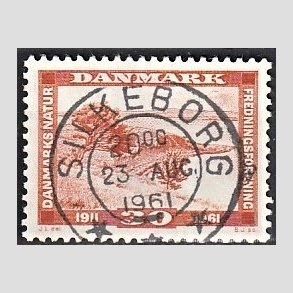 FRIM�RKER DANMARK | 1961 - AFA 392 - Naturfredningsforening 50 �r. - 30 �re brunr�d - Pragt Stemplet Silkeborg