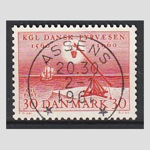 FRIM�RKER DANMARK | 1960 - AFA 386 - Fyr & Vagerv�snet 400 �r - 30 �re r�d - Pragt Stemplet