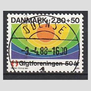 FRIMRKER DANMARK | 1986 - AFA 855 - Gigtforeningen 50 r - 2,80 Kr. + 50 re flerfarvet - Pragt Stemplet