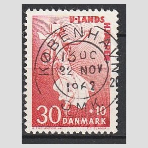 FRIMRKER DANMARK | 1962 - AFA 408 - Bistand - 30 + 10 re karamin - Pragt Stemplet