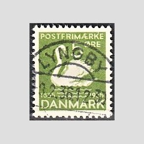 FRIM�RKER DANMARK | 1935 - AFA 223 - H. C. Andersen 5 �re gr�n - Lux Stemplet Lyngby