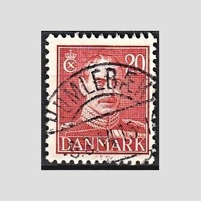 FRIMRKER DANMARK | 1942-44 - AFA 276 - Chr. X 20 re rd - Lux Stemplet