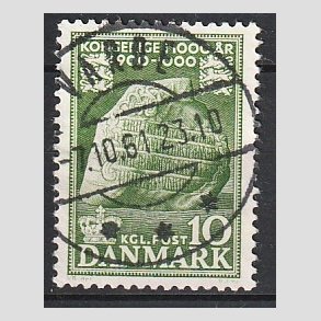 FRIM�RKER DANMARK | 1953-56 - AFA 346 - Kongeriget 1000 �r - 10 �re gr�n - Pragt Stemplet Varde