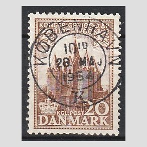 FRIM�RKER DANMARK | 1953-56 - AFA 348 - Kongeriget 1000 �r - 20 �re brun - Pragt Stemplet K�benhavn