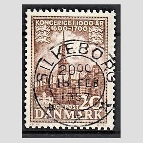 FRIM�RKER DANMARK | 1953-56 - AFA 353 - Kongeriget 1000 �r - 20 �re brun - Pragt Stemplet Silkeborg