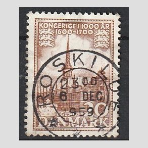 FRIM�RKER DANMARK | 1953-56 - AFA 353 - Kongeriget 1000 �r - 20 �re brun - Pragt Stemplet