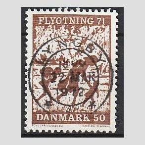 FRIM�RKER DANMARK | 1971 - AFA 510 - Flygtning 71 - 50 �re brun - Pragt Stemplet Lyngby