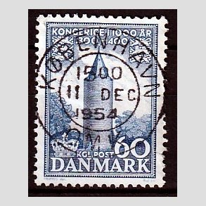 FRIM�RKER DANMARK | 1953-56 - AFA 350 - Kongeriget 1000 �r - 60 �re bl� - Pragt Stemplet K�benhavn