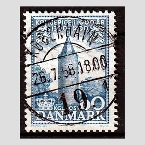 FRIM�RKER DANMARK | 1953-56 - AFA 350 - Kongeriget 1000 �r - 60 �re bl� - Pragt Stemplet K�benhavn