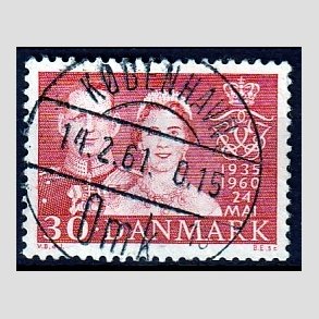 FRIM�RKER DANMARK | 1960 - AFA 384 - S�lvbryllup - 30 �re r�d - Pragt Stemplet K�benhavn
