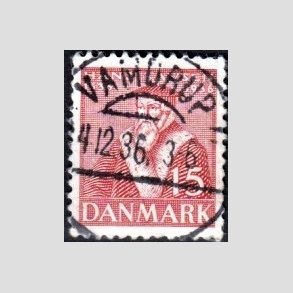 FRIM�RKER DANMARK | 1936 - AFA 232 - Reformationen 15 �re r�d - Lux Stemplet Vamdrup