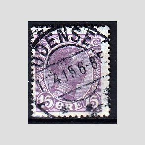 FRIMRKER DANMARK | 1913 - AFA 70 - Chr. X 15 re violet - Pragt Stemplet