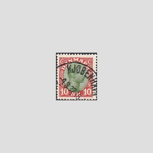 FRIMRKER DANMARK | 1927-28 - AFA 177 - Chr. X 10 Kr. rd/grn - Pragt Stemplet