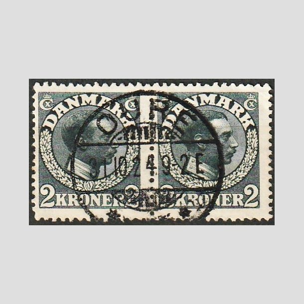 FRIMRKER DANMARK | 1913 - AFA 76 - Chr. X 2 Kroner skifergr i par - Pragt Stemplet