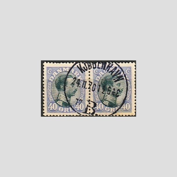 FRIMRKER DANMARK | 1918-20 - AFA 105a - Chr. X 40 re bllilla/sort i par - Pragt Stemplet