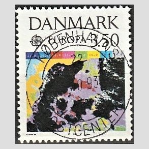 FRIM�RKER DANMARK | 1991 - AFA 989 - Europam�rker rumflyvning - 3,50 Kr. flerfarvet - Pragt Stemplet