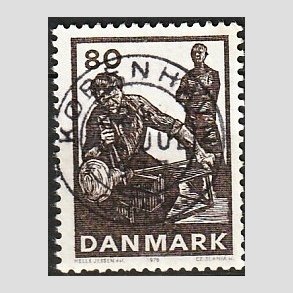 FRIM�RKER DANMARK | 1976 - AFA 628 - Dansk glasproduktion - 80 �re m�rkbrun - Pragt Stemplet