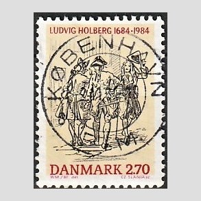 FRIM�RKER DANMARK | 1984 - AFA 814 - Ludvig Holdberg - 2,70 Kr. flerfarvet - Pragt Stemplet