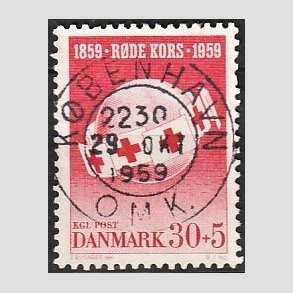 FRIMRKER DANMARK | 1959 - AFA 378 - Rde Kors - 30 + 5 re rd - Pragt Stemplet