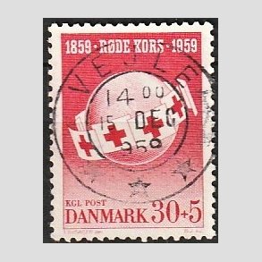 FRIMRKER DANMARK | 1959 - AFA 378 - Rde Kors - 30 + 5 re rd - Pragt Stemplet Vejle
