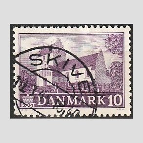 FRIM�RKER DANMARK | 1944 - AFA 285 - Landsbykirker - 10 �re violet - Pragt Stemplet Skive