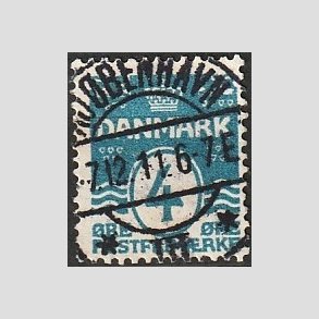 FRIM�RKER DANMARK | 1905-06 - AFA 45 - B�lgelinie 4 �re bl� Krone III - Lux Stemplet 