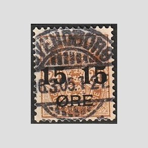 FRIMRKER DANMARK | 1904 - AFA 41 - 15/24 re brun provisorier - Pragt Stemplet 