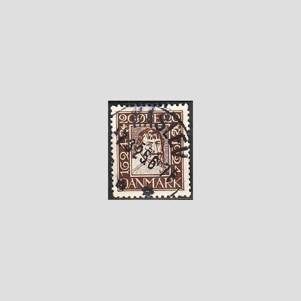 FRIMRKER DANMARK | 1924 - AFA 142 - Postjubilum 20 re brun - Lux Stemplet Haslev