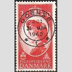 FRIMRKER DANMARK | 1960 - AFA 390 - Dronning Ingrid - 30 + 10 re rd - Pragt Stemplet Odense