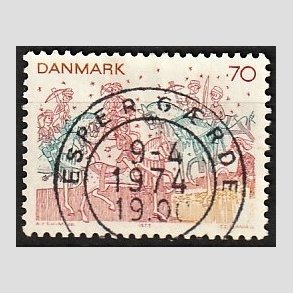 FRIM�RKER DANMARK | 1973 - AFA 554 - Kalkmalerier - 70 �re brunr�d/bl�gr�n/gul - Pragt Stemplet