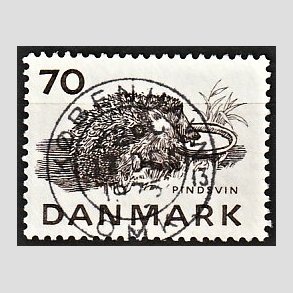 FRIM�RKER DANMARK | 1975 - AFA 602 - Truede dyr - 70 �re brun - Pragt Stemplet