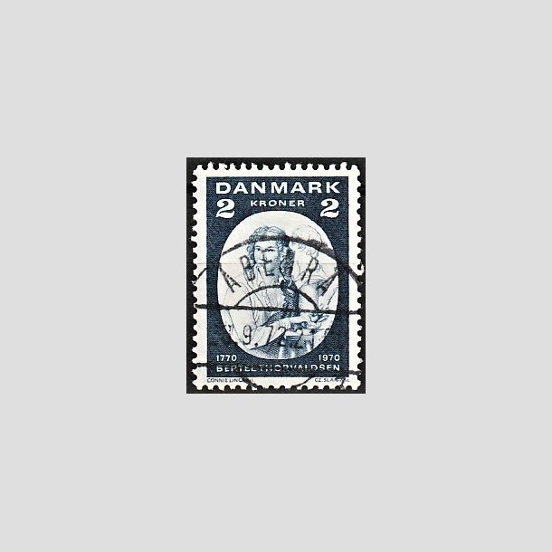 FRIMRKER DANMARK | 1970 - AFA 508 - Bertel Thorvaldsen - 2 Kr. bl - Lux Stemplet