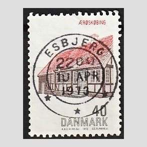 FRIMRKER DANMARK | 1972 - AFA 538 - Dansk bygningskunst - 40 re rd/brun/sort - Pragt Stemplet Esbjerg