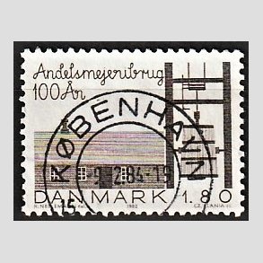 FRIM�RKER DANMARK | 1982 - AFA 754 - Andelmejeribruget 100 �r - 1,80 Kr. brun - Pragt Stemplet