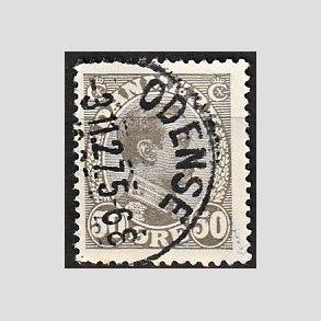 FRIMRKER DANMARK | 1921-22 - AFA 129 - Chr. X 50 re olivengr - Lux Stemplet 