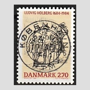 FRIM�RKER DANMARK | 1984 - AFA 814 - Ludvig Holberg - 2,70 Kr. flerfarvet - Pragt Stemplet