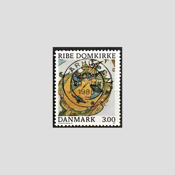 FRIMRKER DANMARK | 1987 - AFA 879 - Ribe Domkirke - 3,00 Kr. flerfarvet - Pragt Stemplet