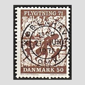 FRIM�RKER DANMARK | 1971 - AFA 510 - Flygtning 71 - 50 �re brun - Pragt Stemplet