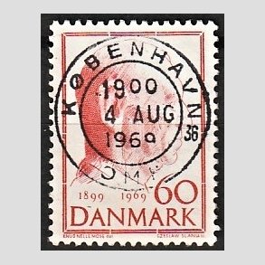 FRIM�RKER DANMARK | 1969 - AFA 481 - Fredrik IX 70 �r - 60 �re r�d - Pragt Stemplet