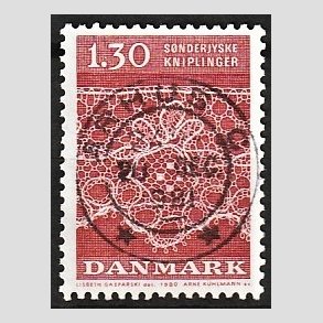 FRIM�RKER DANMARK | 1980 - AFA 712 - S�nderjyske kniplinger - 1,30 Kr. r�d - Pragt Stemplet