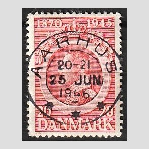 FRIM�RKER DANMARK | 1945 - AFA 291 - Chr. X 75 �r 20 �re r�d - Pragt Stemplet Aarhus