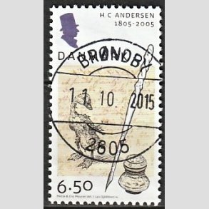 FRIM�RKER DANMARK | 2005 - AFA 1424 - H.C. Andersen - 6,50 Kr. Pen og bl�k - Pragt Stemplet