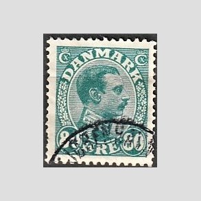 FRIMRKER DANMARK | 1915 - AFA 84 - Chr. X 80 re blgrn - Stemplet