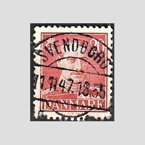 FRIMRKER DANMARK | 1942-44 - AFA 276 - Chr. X 20 re rd - Lux Stemplet