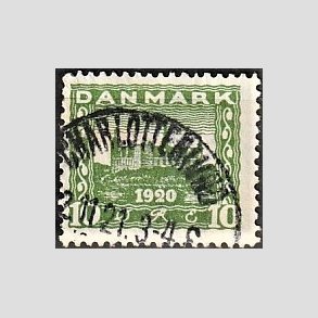 FRIM�RKER DANMARK | 1921 - AFA 115 - Genforening 10 �re gr�n - Lux Stemplet