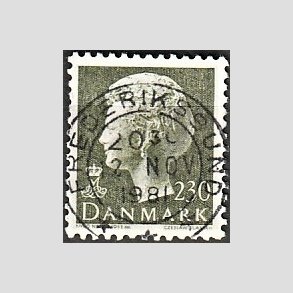 FRIMRKER DANMARK | 1981 - AFA 716 - Dronning Margrethe - 230 re sortgrn - Pragt Stemplet Frederikssund