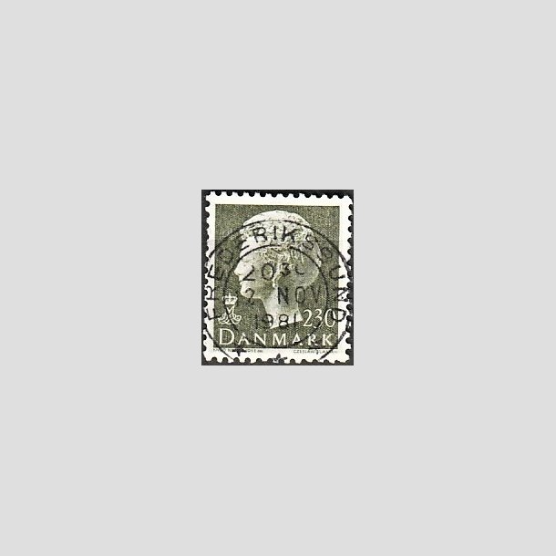 FRIMRKER DANMARK | 1981 - AFA 716 - Dronning Margrethe - 230 re sortgrn - Pragt Stemplet Frederikssund